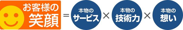 お客様の笑顔は本物のサービスと本物の技術力と本物の想いから